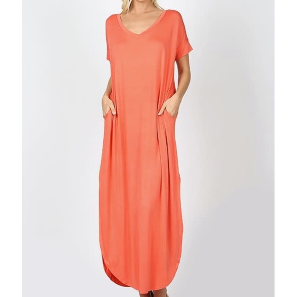 Zenana viscose side slit maxi dress size L NWOT
